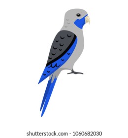 Blue cheeked rosella parrot icon in flat style. Australian tropical bird symbol on white background