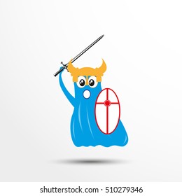 Blue cheerful ghost. Vector illustration of an animated style.