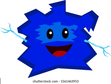 blue cheerful monster with a big joyful smile concept cartoon character for design