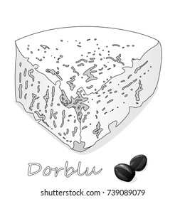 Blue cheese collection - dorblu illustration isolated