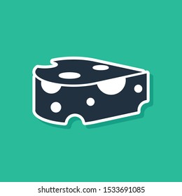 Blue Cheese icon isolated on green background.  Vector Illustration
