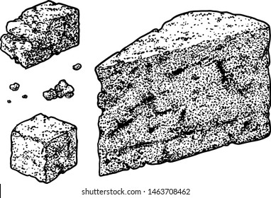 Blue Cheese Illustration, Drawing, Engraving, Ink, Line Art, Vector