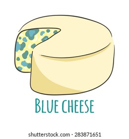 Blue cheese. Isolated with the inscription