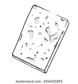 Blue cheese piece isolated on white background. Cheese icon in cartoon style. Vector illustration