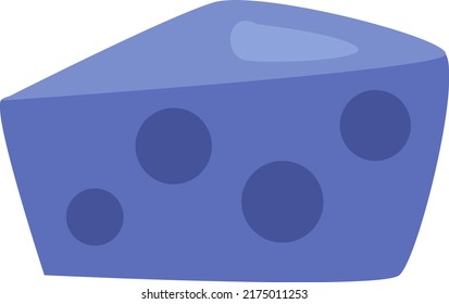 Blue cheese slice, illustration, vector on a white background.