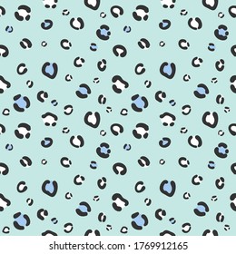 Blue cheetah, animal pattern seamless repeat