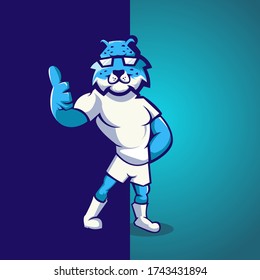 Blue Cheetah cartoon mascot design with modern illustration concept style for football team