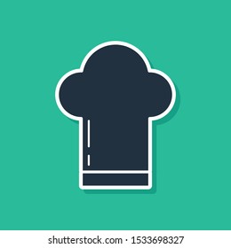 Blue Chef hat icon isolated on green background. Cooking symbol. Cooks hat.  Vector Illustration