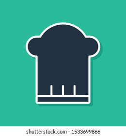 Blue Chef hat icon isolated on green background. Cooking symbol. Cooks hat.  Vector Illustration