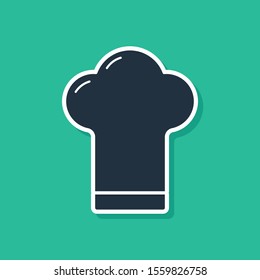 Blue Chef hat icon isolated on green background. Cooking symbol. Cooks hat.  Vector Illustration