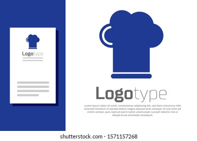 Blue Chef hat icon isolated on white background. Cooking symbol. Cooks hat. Logo design template element. Vector Illustration