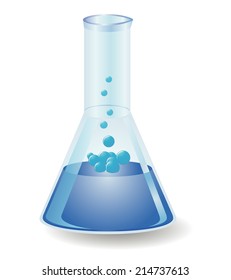 Blue chemical on beaker vector