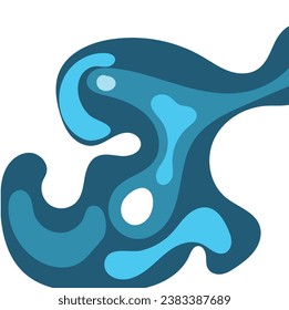 Blue chemistry liquid elemnet , splashes collection with uneven fluid wavy edge. Paint spot, blot, rain puddle, stain with drops, blobs. Liquid watery graphic design elements, text backgrounds.