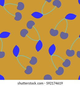 Blue cherries on orange background in a different direction