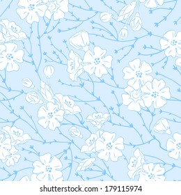 Blue Cherry Blossom Seamless. EPS 8. 