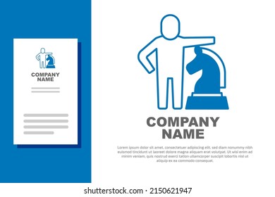 Blue Chess icon isolated on white background. Business strategy. Game, management, finance. Logo design template element. Vector