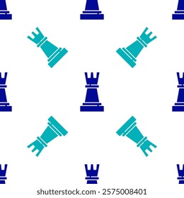 Blue Chess icon isolated seamless pattern on white background. Business strategy. Game, management, finance.  Vector