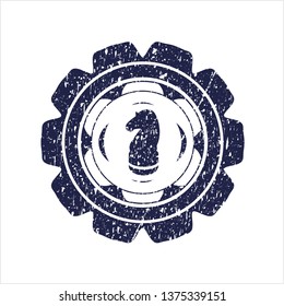 Blue chess knight icon inside grunge seal