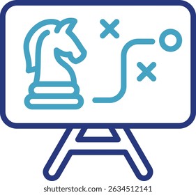 The blue chess knight pawn vector icon universally symbolizes strategy, maneuvering and tactical thinking.
