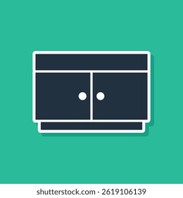 Blue Chest of drawers icon isolated on green background.  Vector