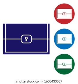 Blue Chest for game icon isolated on white background. Set color icons in circle buttons. Vector Illustration