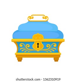 Blue chest on white background. Vector illustration.