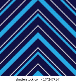 Blue Chevron diagonal striped seamless pattern background suitable for fashion textiles, graphics