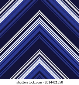 Blue Chevron diagonal striped seamless pattern background suitable for fashion textiles, graphics