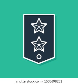 Blue Chevron icon isolated on green background. Military badge sign.  Vector Illustration