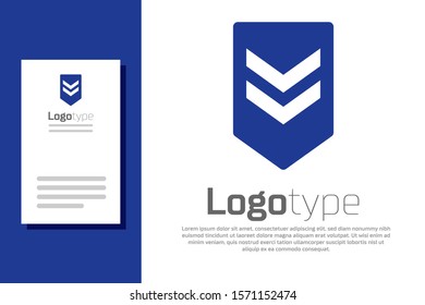 Blue Chevron icon isolated on white background. Military badge sign. Logo design template element. Vector Illustration