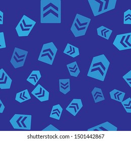 Blue Chevron icon isolated seamless pattern on blue background. Military badge sign.  Vector Illustration