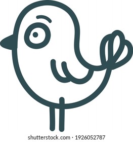 Blue chicken with big eyes, illustration, vector on white background.