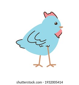 blue chicken bird vector illustration cartoon isolated style