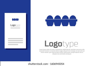 Blue Chicken egg in box icon isolated on white background. Logo design template element. Vector Illustration