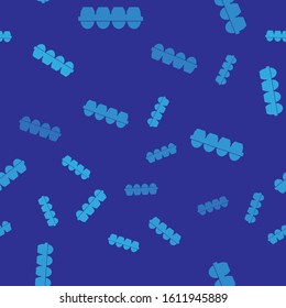 Blue Chicken egg in box icon isolated seamless pattern on blue background.  Vector Illustration