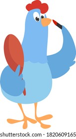 Blaues Huhn, Illustration, Vektorgrafik auf weißem Hintergrund