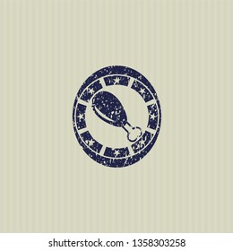 Blue chicken leg icon inside rubber seal