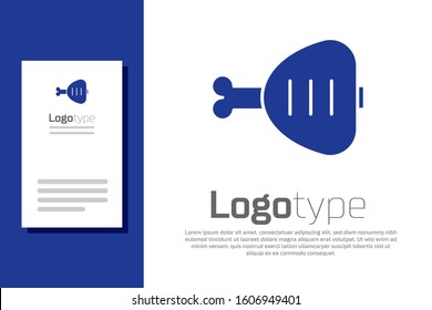 Blue Chicken leg icon isolated on white background. Chicken drumstick. Logo design template element. Vector Illustration