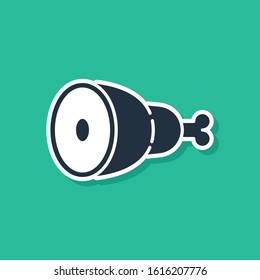 Blue Chicken leg icon isolated on green background. Chicken drumstick.  Vector Illustration