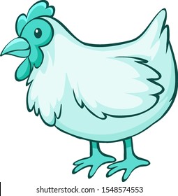 Blue chicken on white background illustration