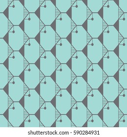 Blue chickens in line  pattern