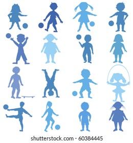 blue children playing