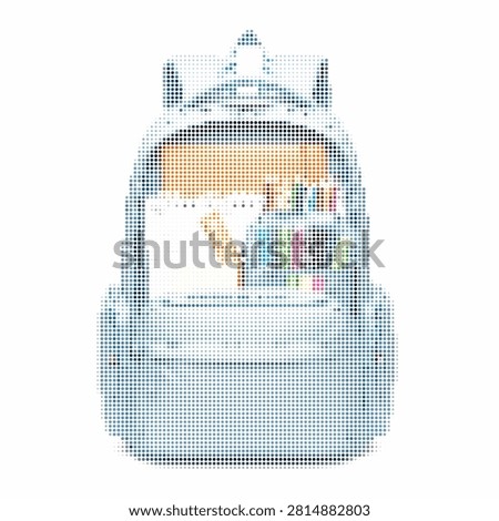 Blue children's backpack filled with various school supplies. perfect for education and learning essentials.