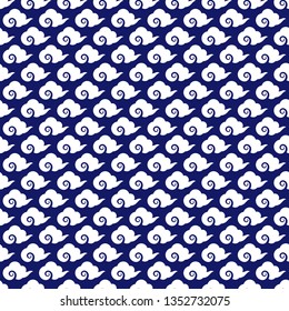 Blue China Seamless Pattern - Blue and white repeating pattern design inspired by China