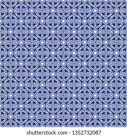 Blue China Seamless Pattern - Blue and white repeating pattern design inspired by China