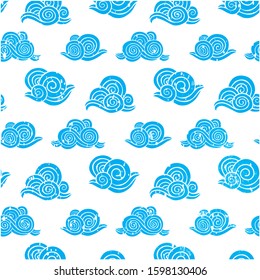 blue chinese clouds patter. illustrator vector