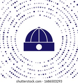Blue Chinese hat icon isolated on white background. Abstract circle random dots. Vector Illustration