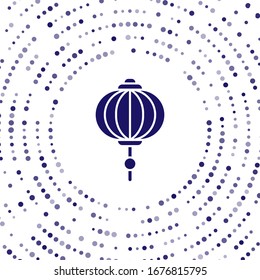 Blue Chinese paper lantern icon isolated on white background. Abstract circle random dots. Vector Illustration