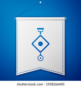 Blue Chinese paper lantern icon isolated on blue background. White pennant template. Vector