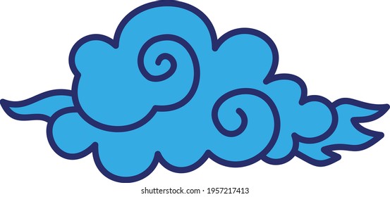 Blue chinese style cloud in vector